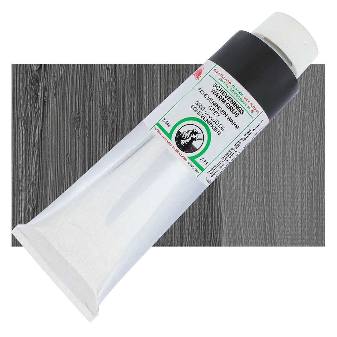 Open in modal - Old Holland Classic Oil Color - Scheveningen Warm Grey, 225 ml tube and swatch