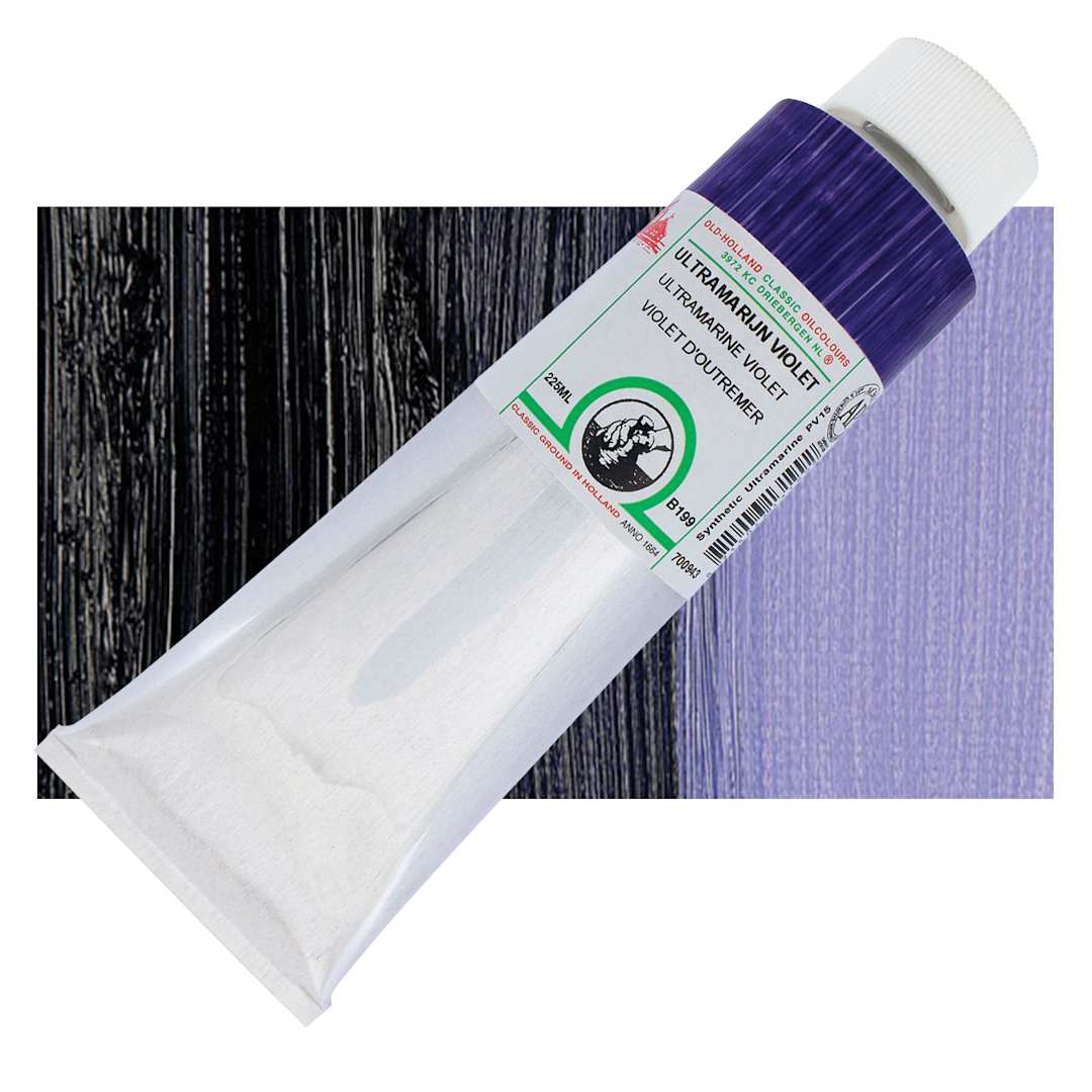 Open in modal - Old Holland Classic Oil Color - Ultramarine Violet, 225 ml tube and swatch