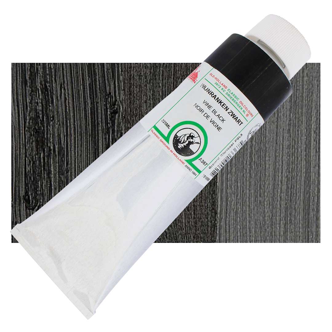 Open in modal - Old Holland Classic Oil Color - Vine Black, 225 ml tube and swatch