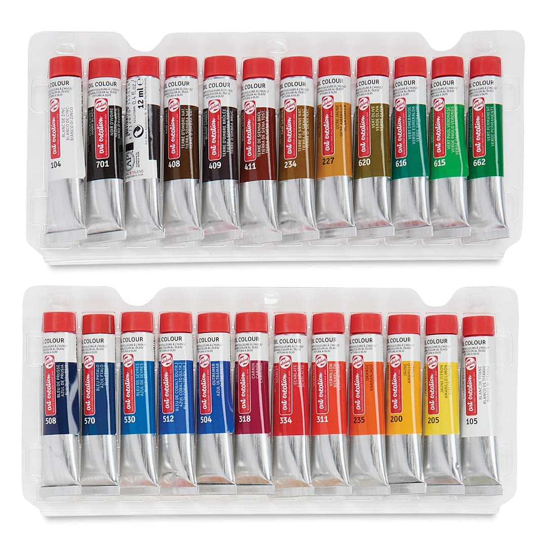 Open in modal - Talens Art Creation Oil Set - Set of 24 colors shown in trays