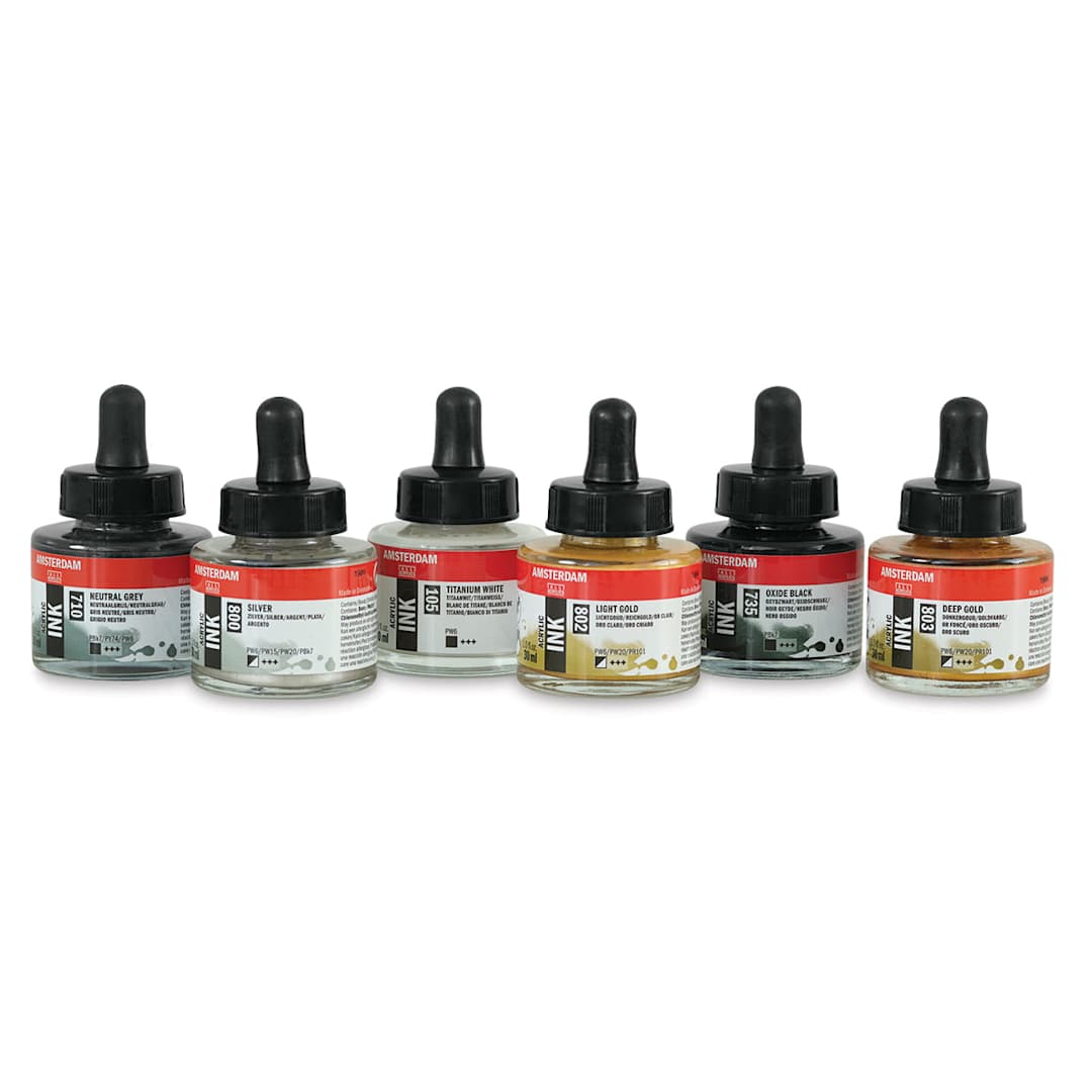 Open in modal - Amsterdam Acrylic Ink - Lettering, Set of 6