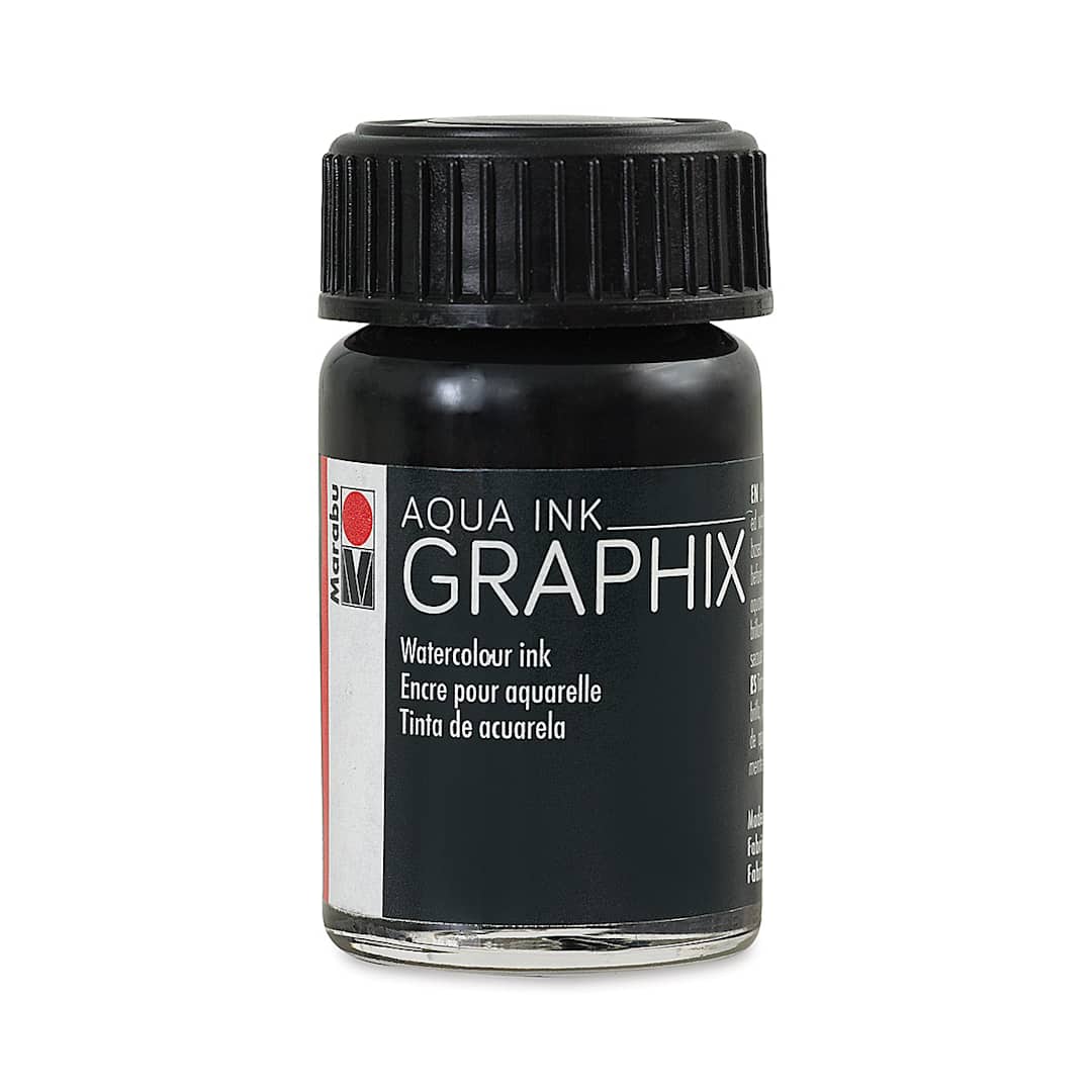 Open in modal - Marabu Graphix Aqua Ink - Black, 15 ml
