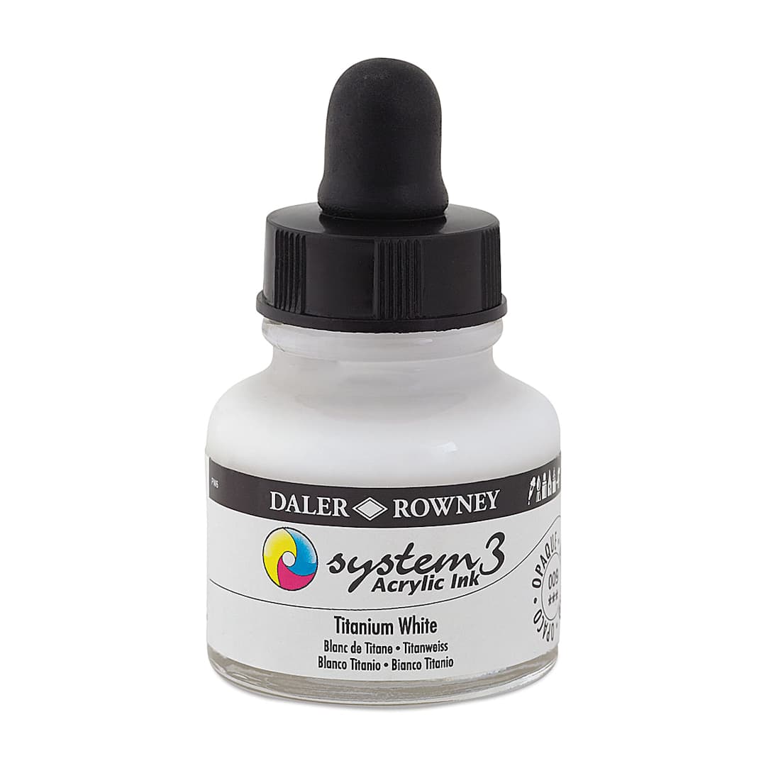 Open in modal - Daler-Rowney System3 Acrylic Ink - Titanium White, 1 oz