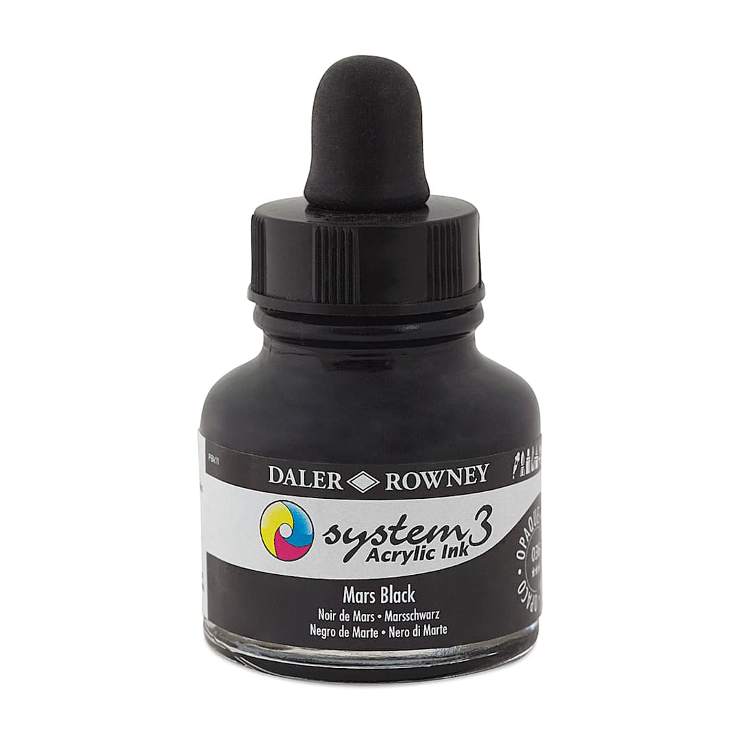 Open in modal - Daler-Rowney System3 Acrylic Ink - Mars Black, 1 oz