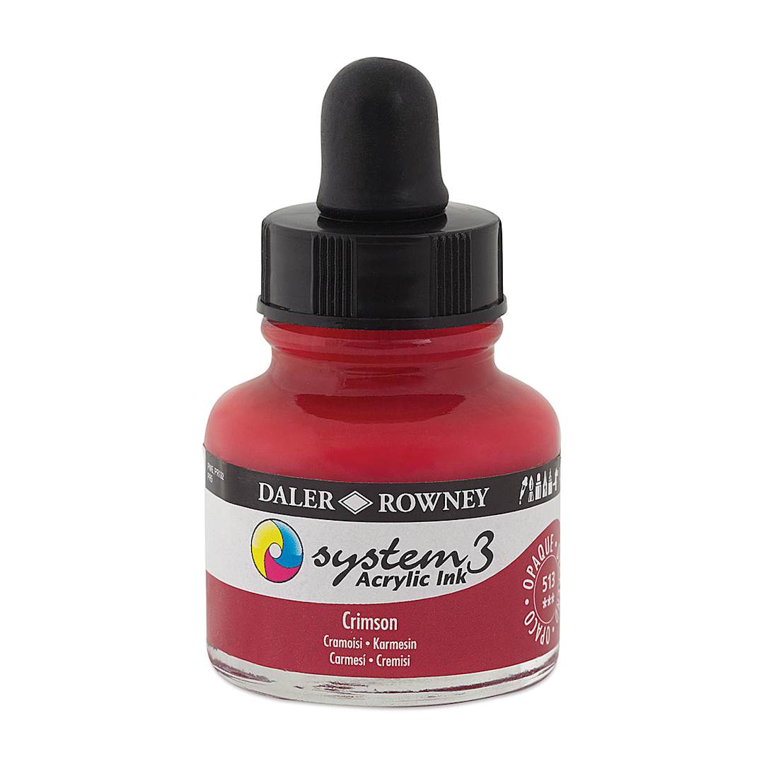 Open in modal - Daler-Rowney System3 Acrylic Ink - Crimson, 1 oz