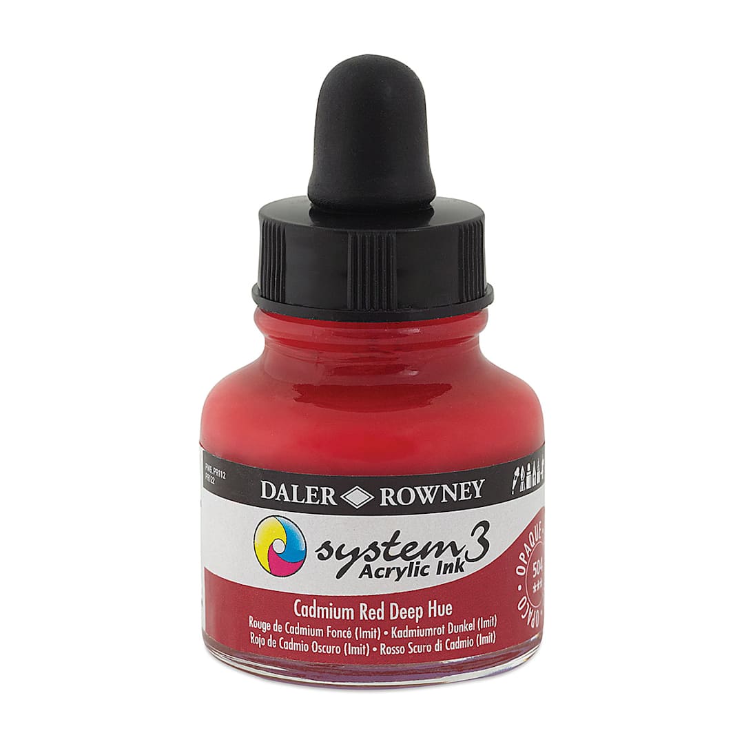 Open in modal - Daler-Rowney System3 Acrylic Ink - Cadmium Red Deep Hue, 1 oz