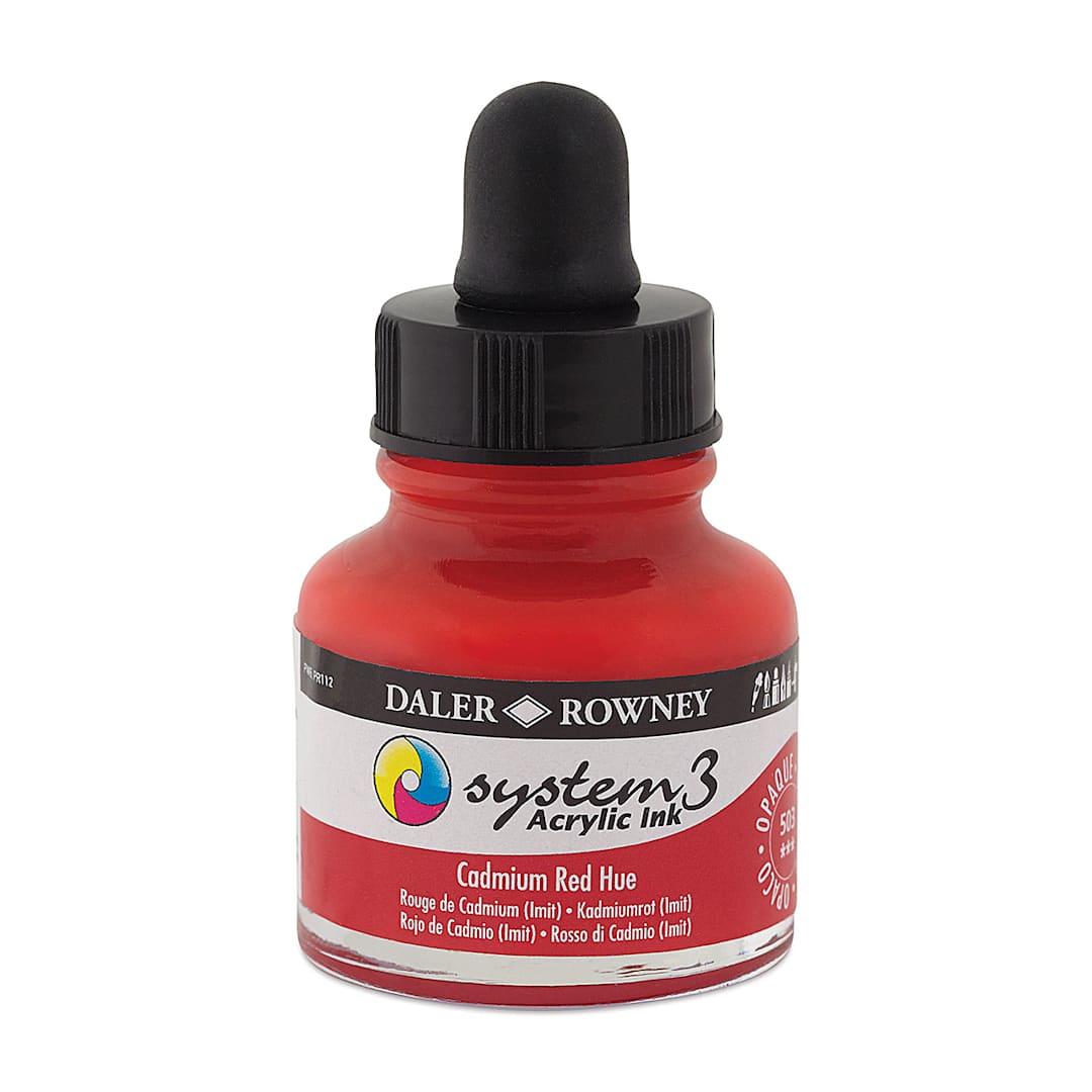 Open in modal - Daler-Rowney System3 Acrylic Ink - Cadmium Red Hue, 1 oz