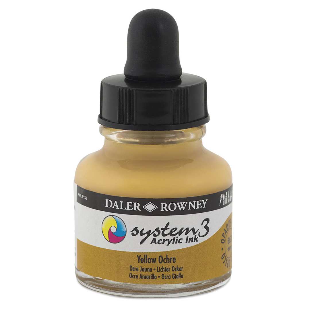 Open in modal - Daler-Rowney System3 Acrylic Ink - Yellow Ochre, 1 oz