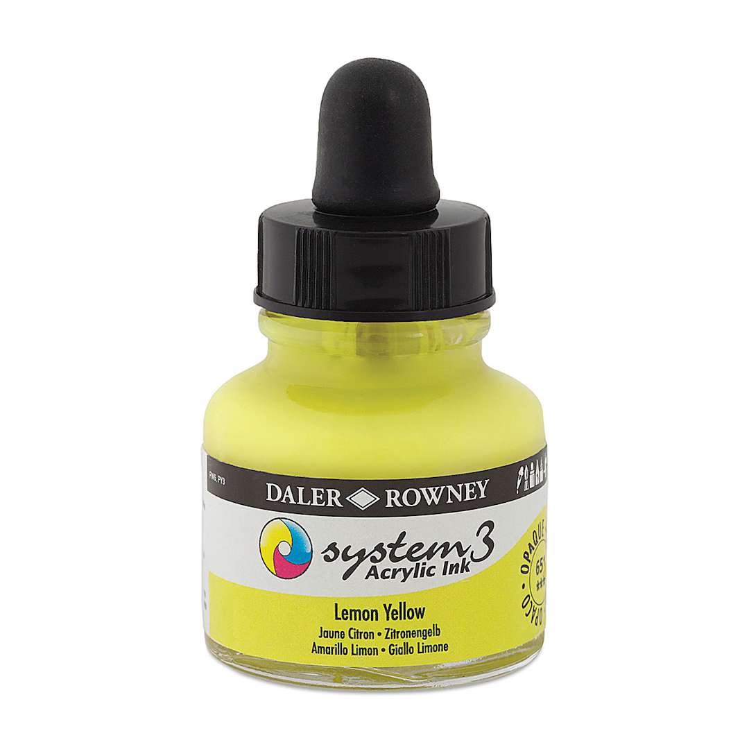 Open in modal - Daler-Rowney System3 Acrylic Ink - Lemon Yellow, 1 oz