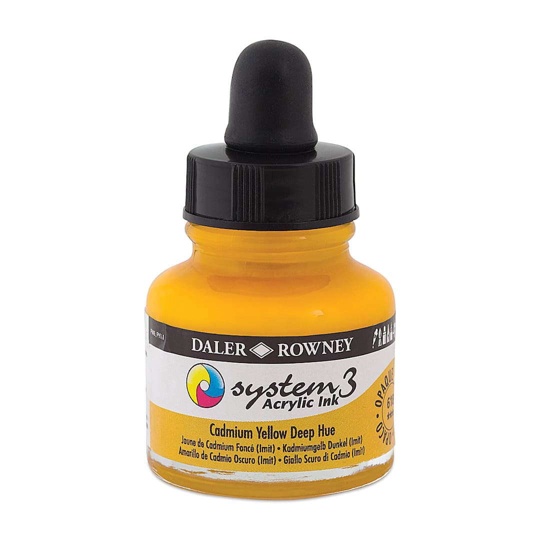 Open in modal - Daler-Rowney System3 Acrylic Ink - Cadmium Yellow Deep Hue, 1 oz
