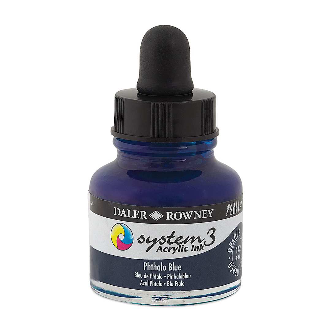 Open in modal - Daler-Rowney System3 Acrylic Ink - Phthalo Blue, 1 oz