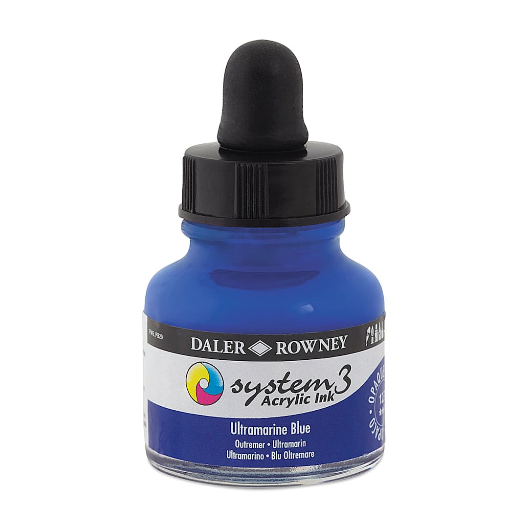 Open in modal - Daler-Rowney System3 Acrylic Ink - Ultramarine Blue, 1 oz