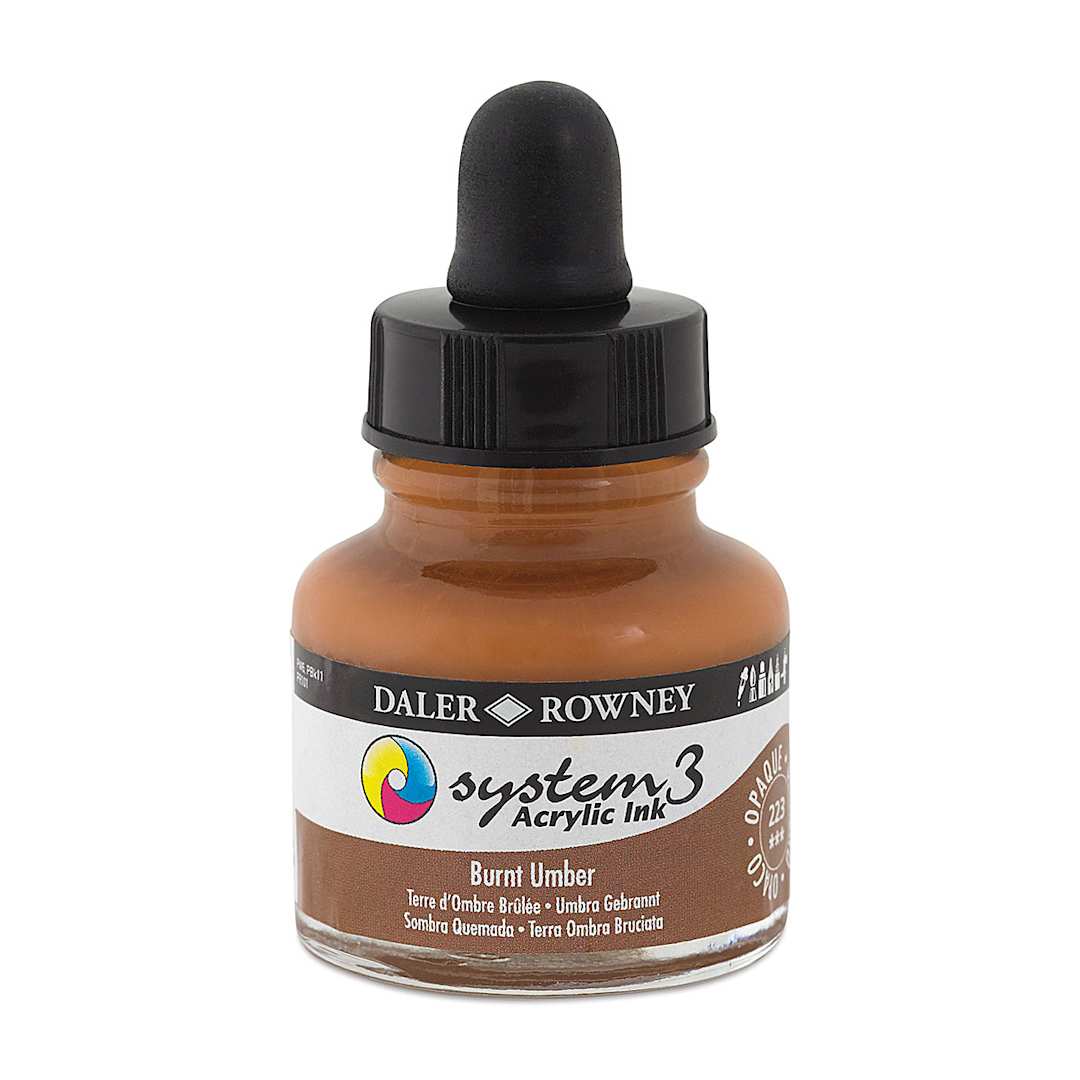 Open in modal - Daler-Rowney System3 Acrylic Ink - Burnt Umber, 1 oz