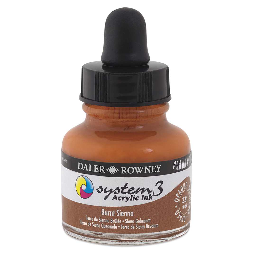 Open in modal - Daler-Rowney System3 Acrylic Ink - Burnt Sienna, 1 oz