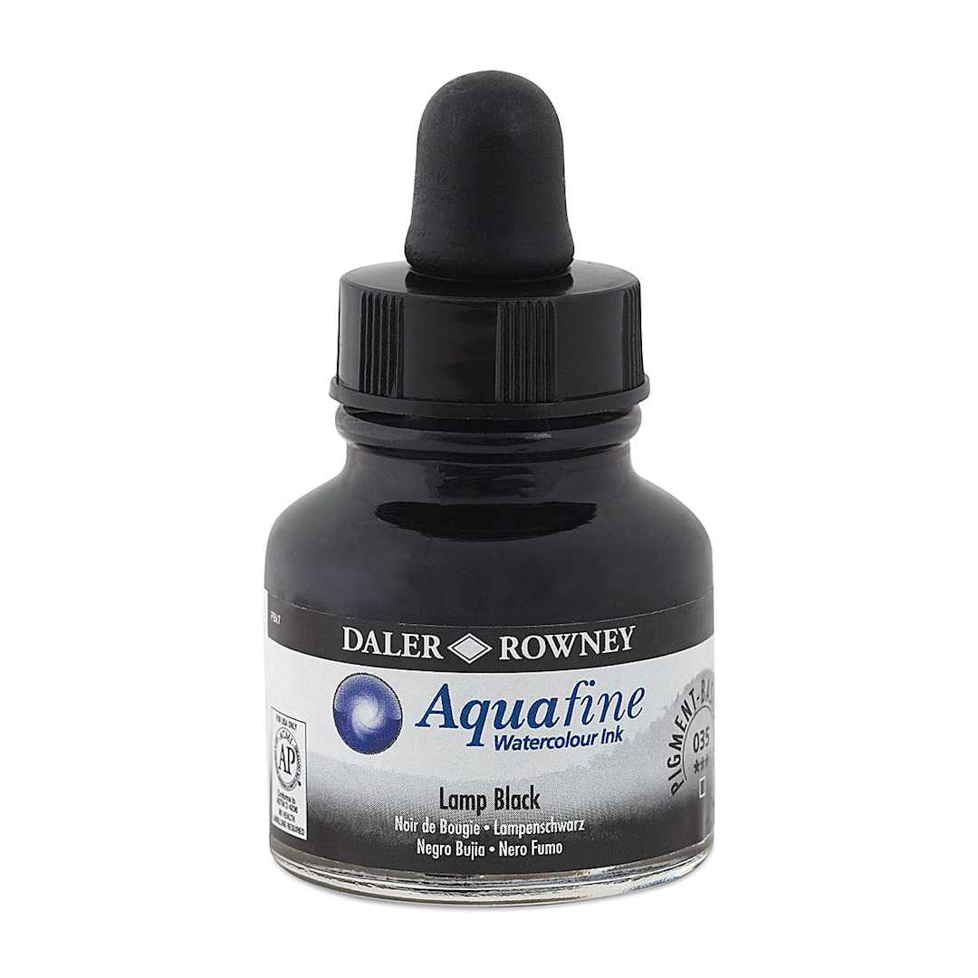 Open in modal - Daler-Rowney Aquafine Watercolour Ink - Lamp Black