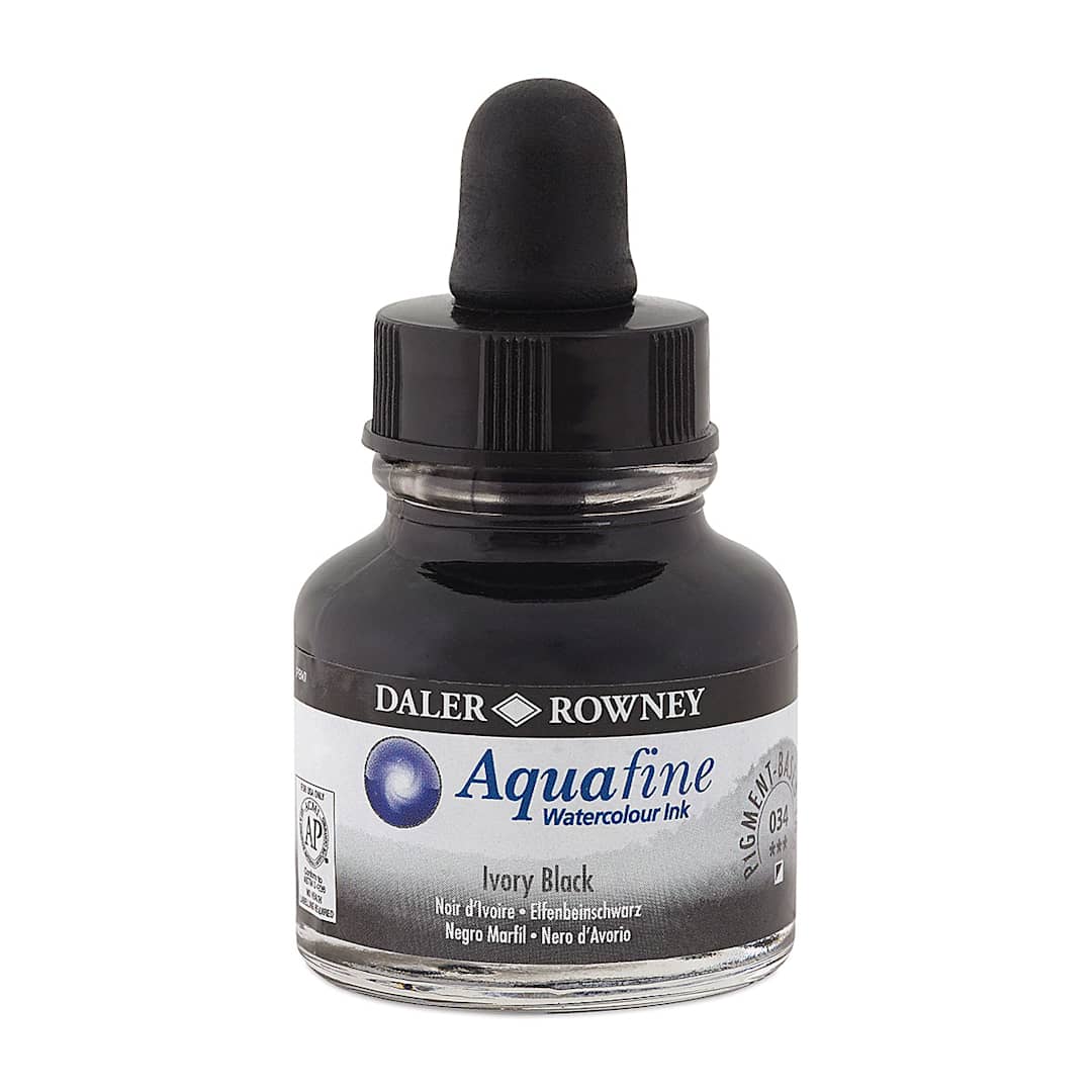 Open in modal - Daler-Rowney Aquafine Watercolour Ink - Ivory Black