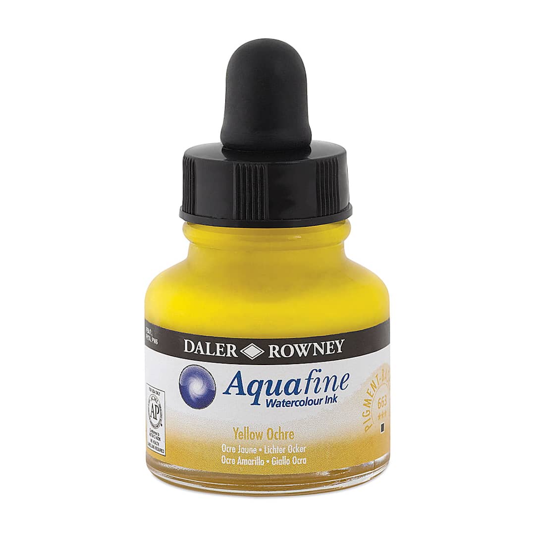 Open in modal - Daler-Rowney Aquafine Watercolour Ink - Yellow Ochre