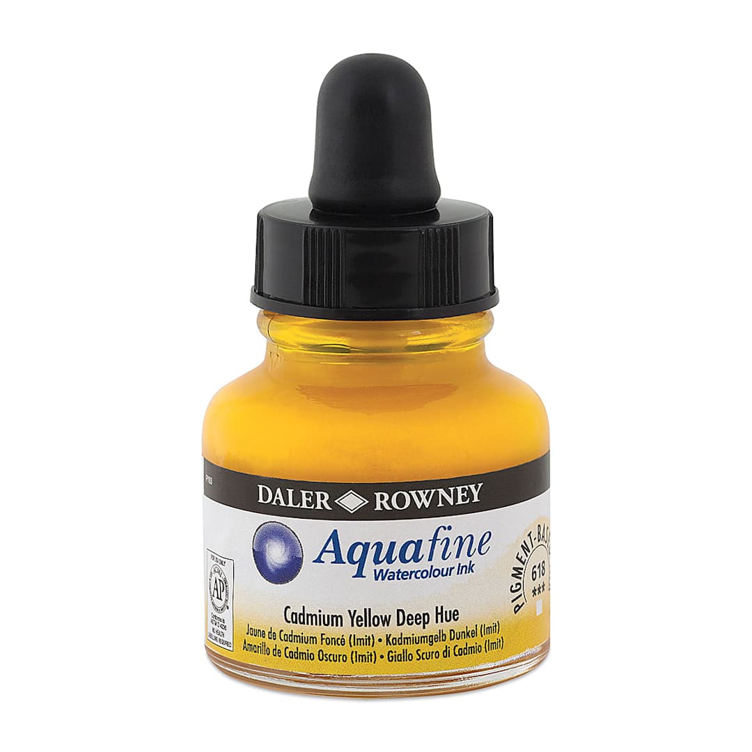 Open in modal - Daler-Rowney Aquafine Watercolour Ink - Cadmium Yellow Deep Hue
