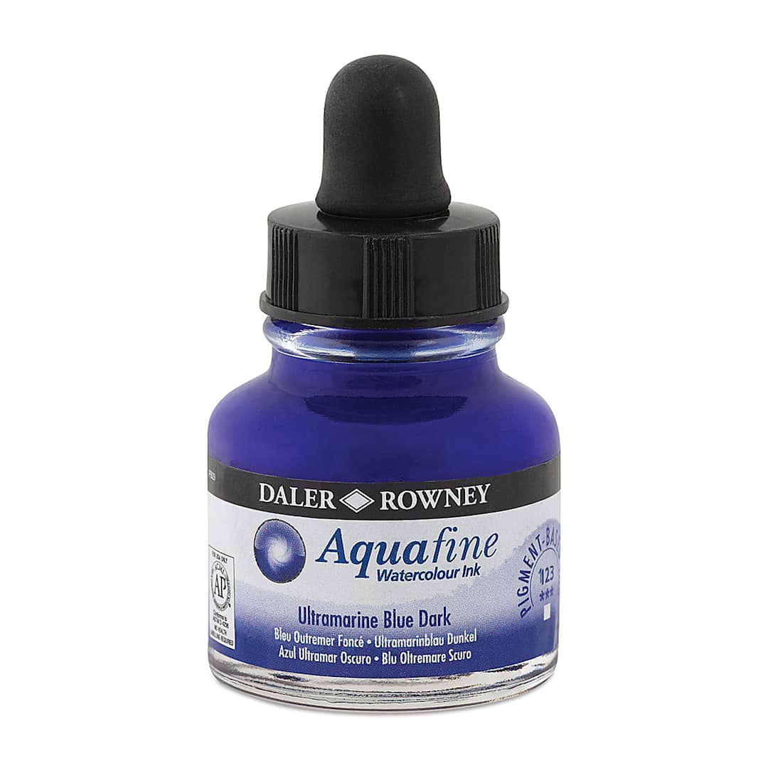 Open in modal - Daler-Rowney Aquafine Watercolour Ink - Ultramarine Blue Dark