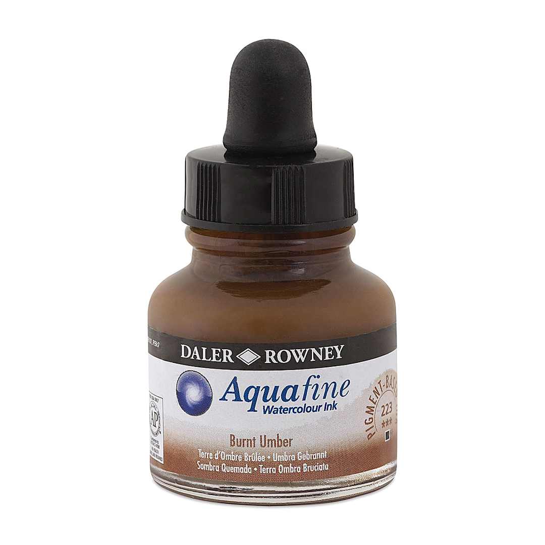 Open in modal - Daler-Rowney Aquafine Watercolour Ink - Burnt Umber