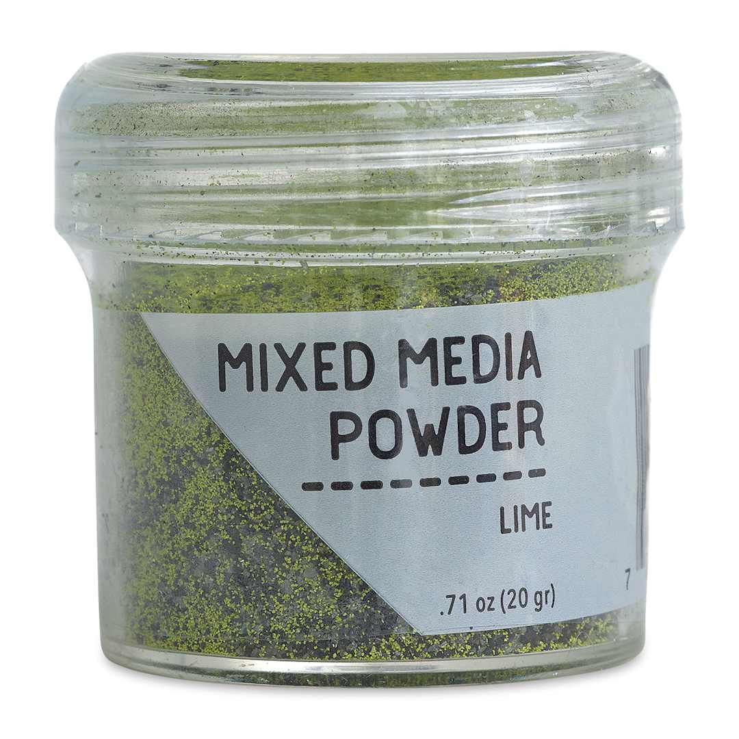 Open in modal - Ranger Mixed Media Powders - Front of Jar of Lime Color Powder