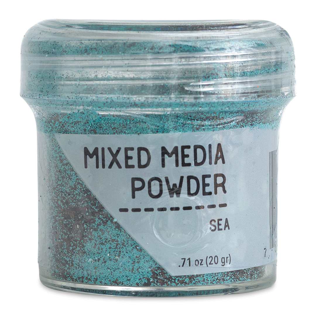 Open in modal - Ranger Mixed Media Powders - Front of Jar of Sea Color Powder