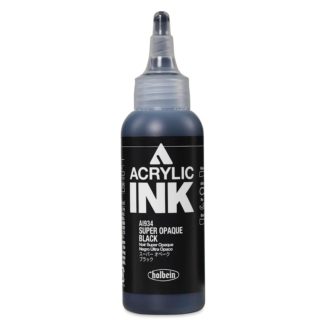 Open in modal - Holbein Acrylic Ink - Super Opaque Black, 100 ml