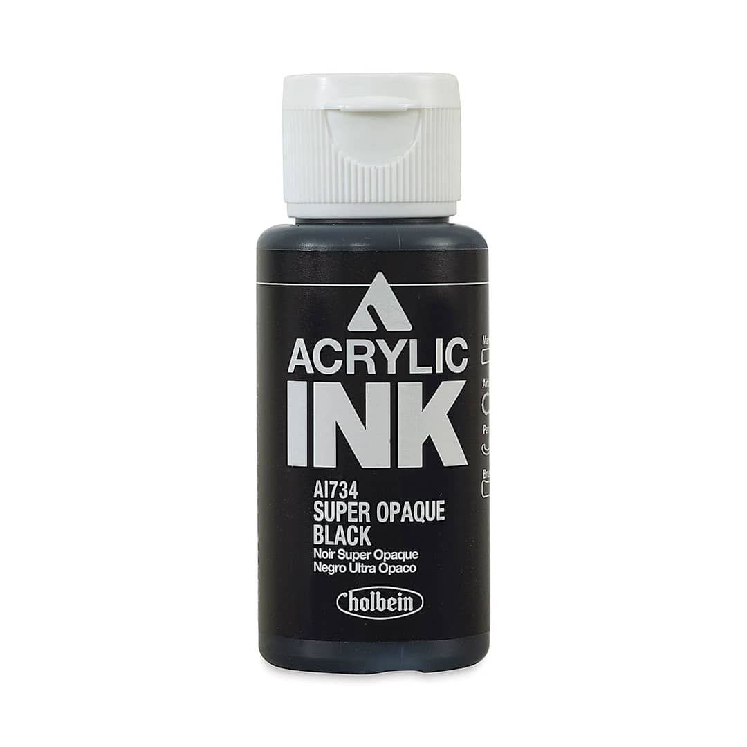 Open in modal - Holbein Acrylic Ink - Super Opaque Black, 30 ml