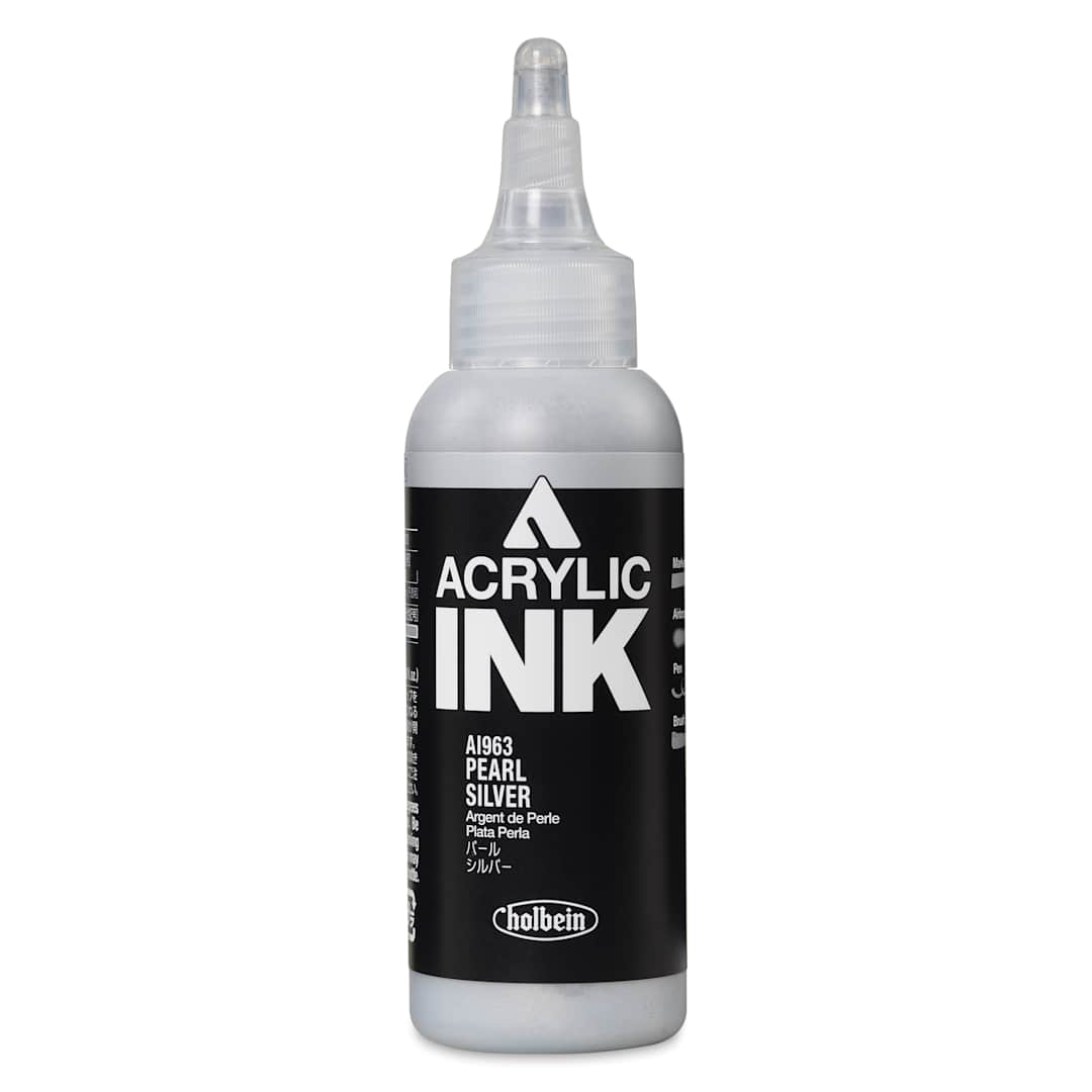 Open in modal - Holbein Acrylic Ink - Pearl Silver, 100 ml