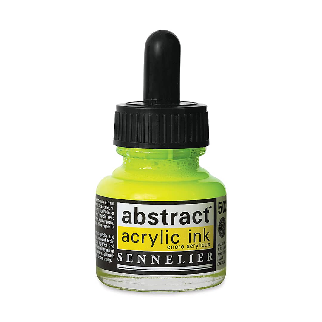 Open in modal - Sennelier Abstract Acrylic Ink - Fluorescent Yellow, 1 oz
