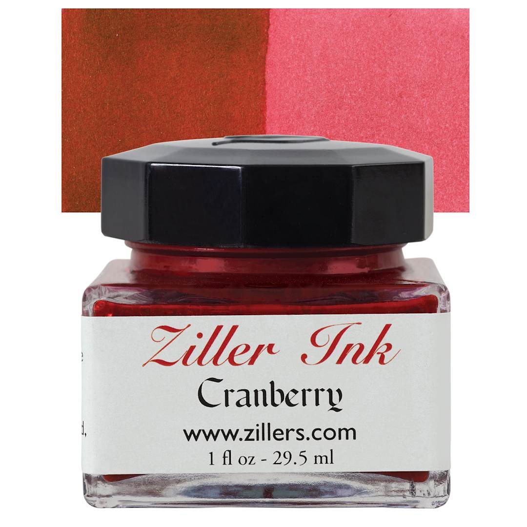 Open in modal - Ziller Ink - Cranberry, 1 oz bottle and swatch