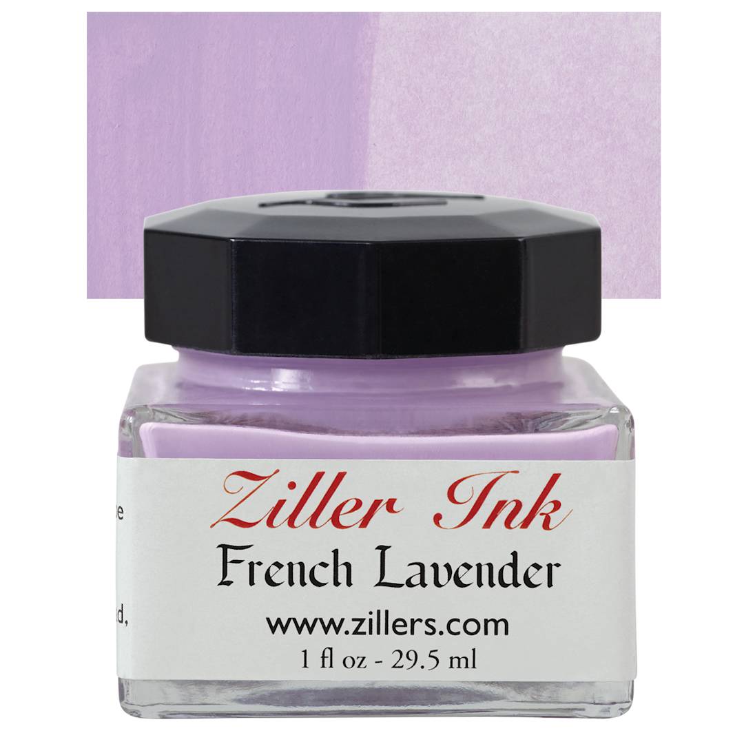Open in modal - Ziller Ink - French Lavender, 1 oz bottle and swatch