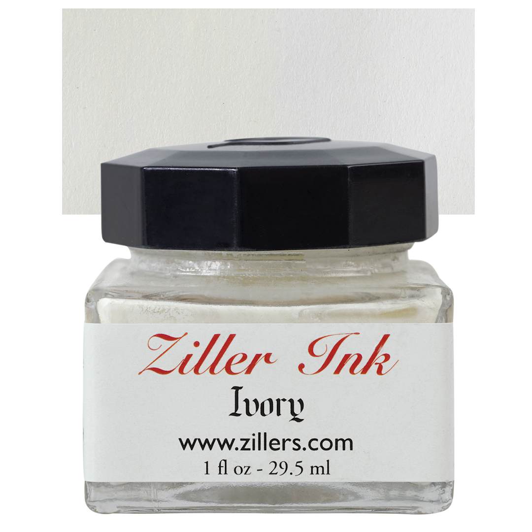 Open in modal - Ziller Ink - Ivory, 1 oz bottle and swatch