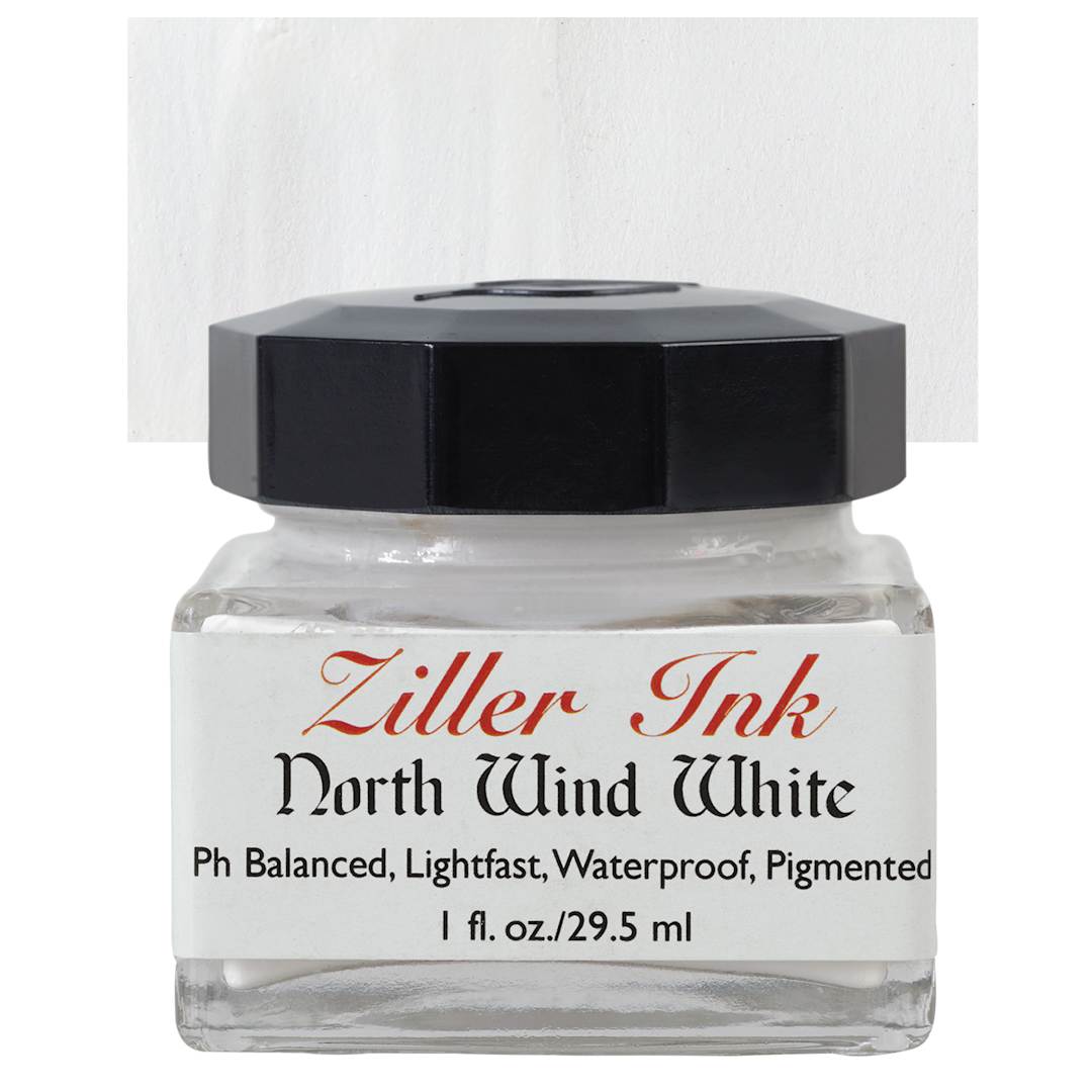 Open in modal - Ziller Ink - North Wind White, 1 oz bottle and swatch