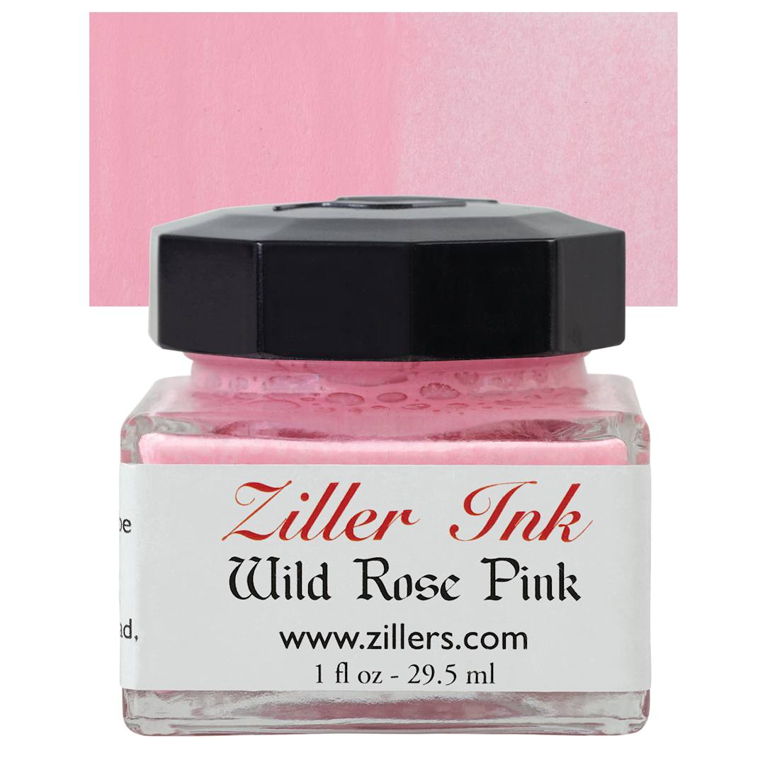 Open in modal - Ziller Ink - Wild Rose Pink, 1 oz bottle and swatch