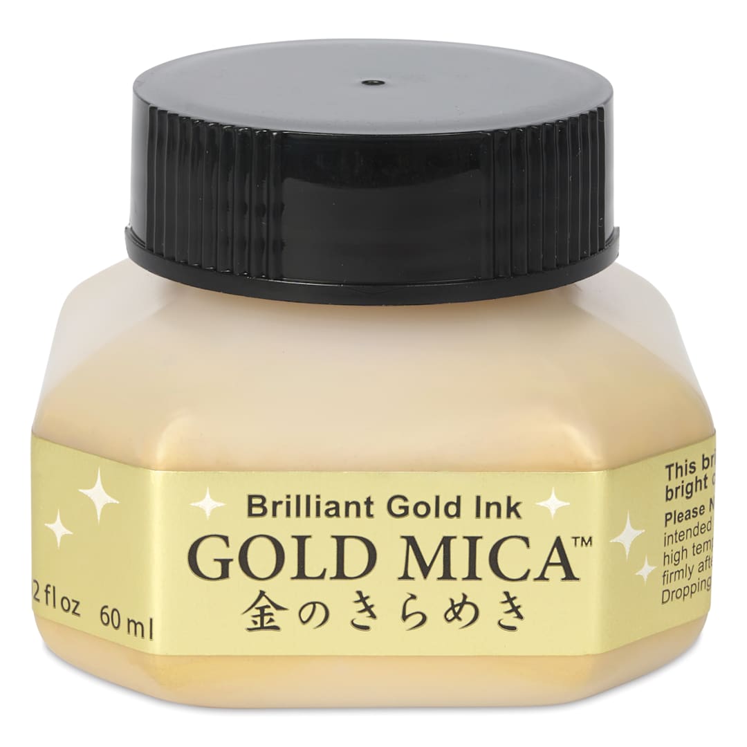 Open in modal - Kuretake Mica Calligraphy Ink - Brilliant Gold, front of the jar