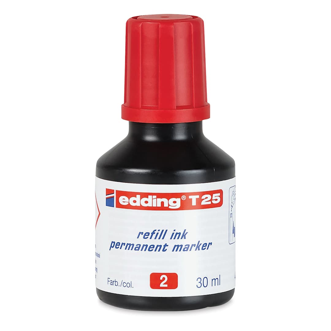 Open in modal - Edding Permanent Marker Refill - Front of 30 ml Red bottle