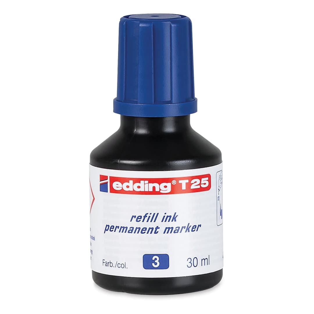 Open in modal - Edding Permanent Marker Refill - Front of 30 ml Blue bottle