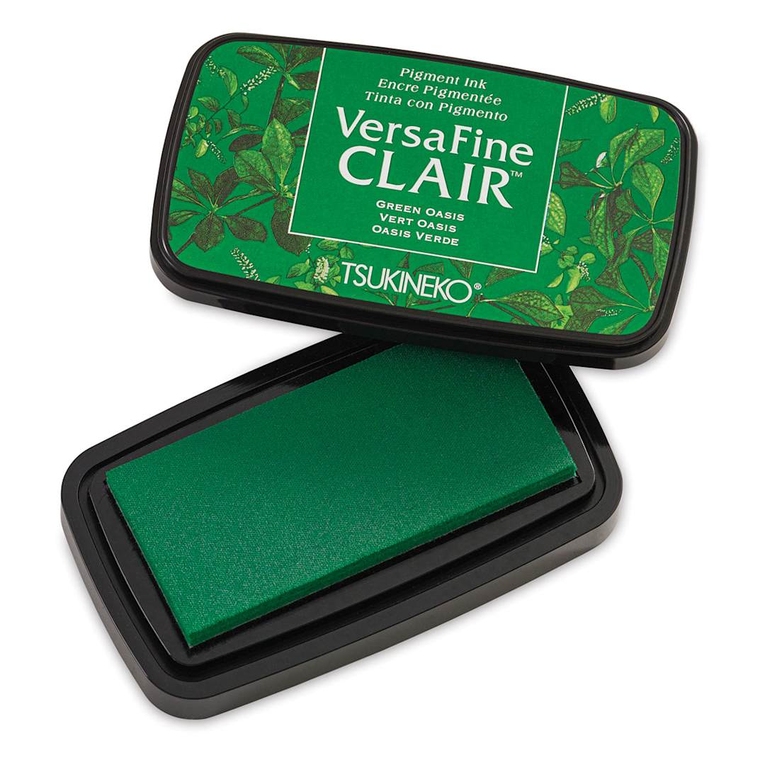 Open in modal - VersaFine Clair Ink Pad - Green Oasis with lid off