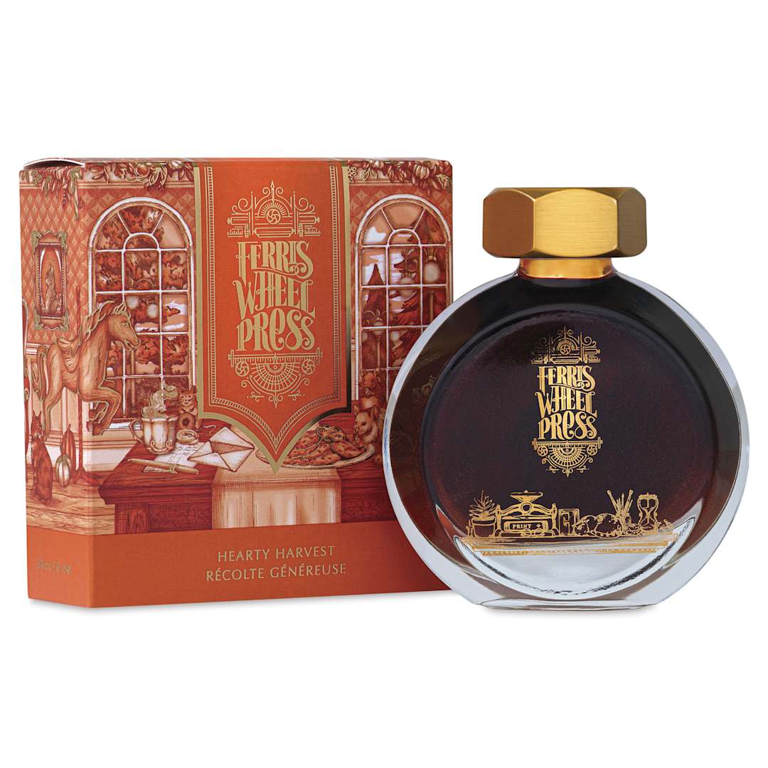 Open in modal - Ferris Wheel Press Fountain Pen Ink - Hearty Harvest, 38 ml, bottle and packaging