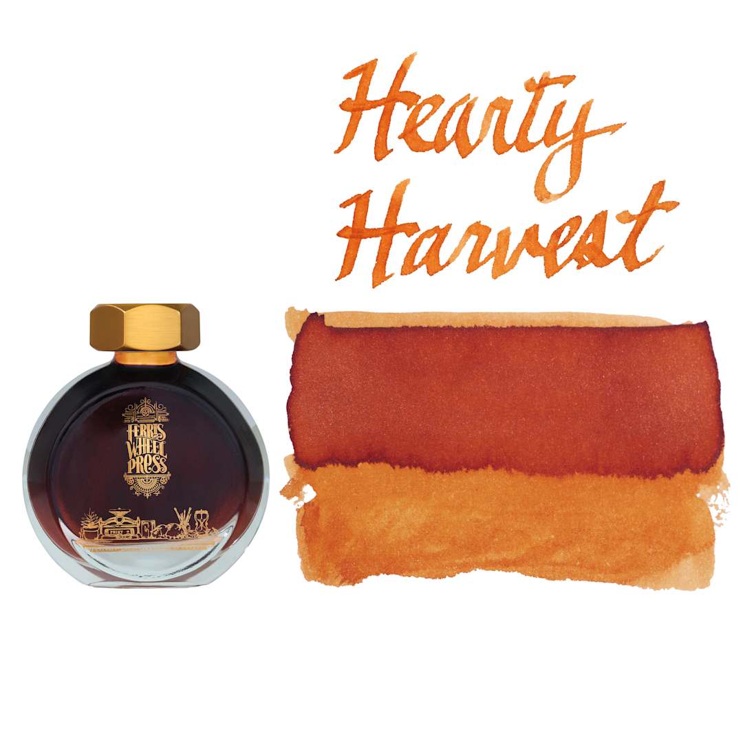 Open in modal - Ferris Wheel Press Fountain Pen Ink - Hearty Harvest, swatch and bottle