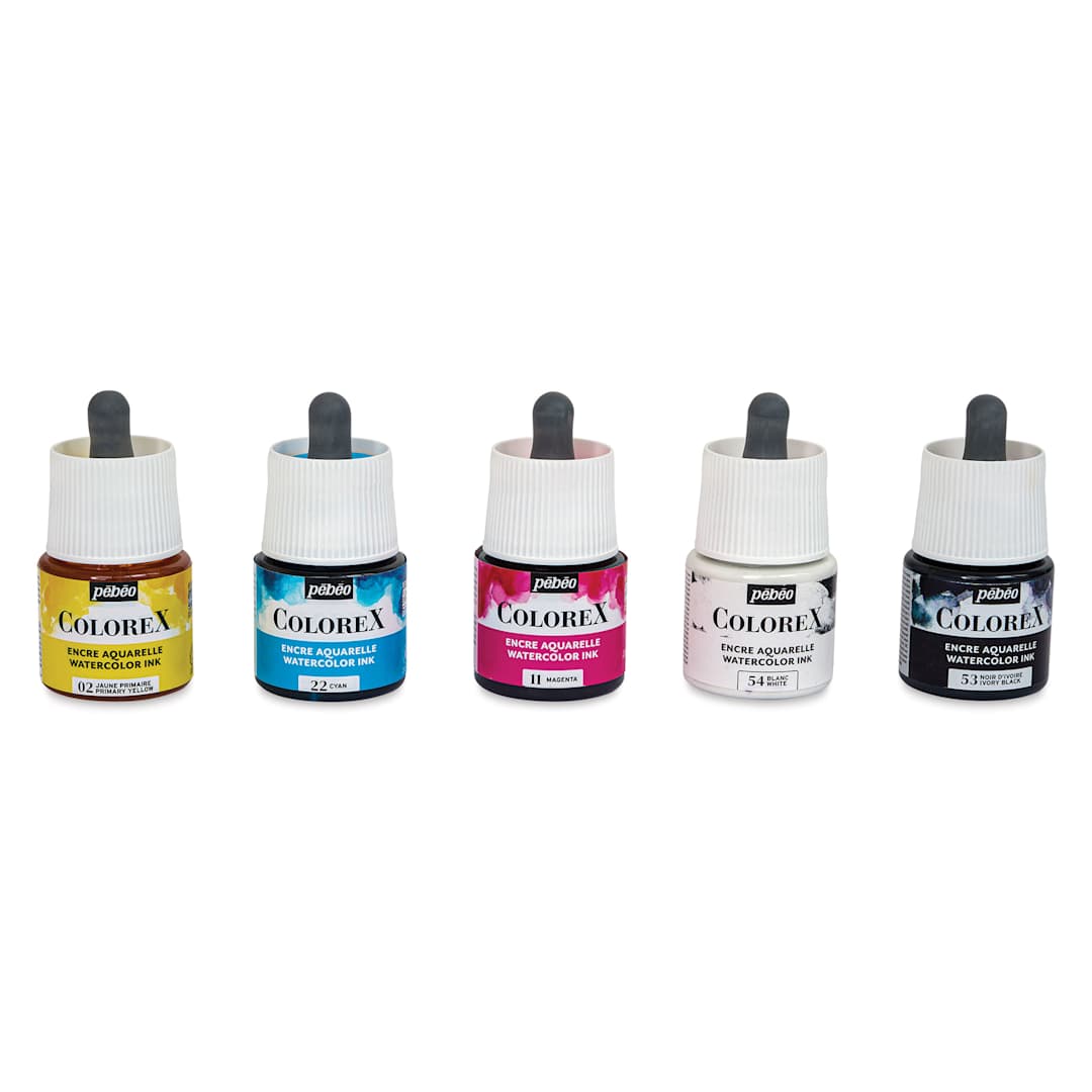 Open in modal - Pebeo Colorex Inks - Set of 5, Primary Colors, 45 ml
