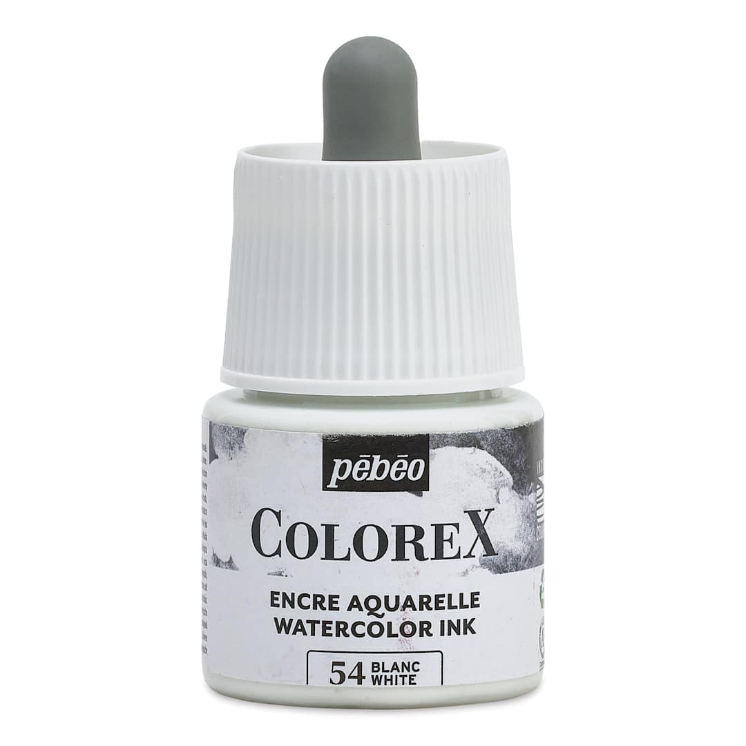 Open in modal - Pebeo Colorex Inks - White, 45 ml, front of bottle