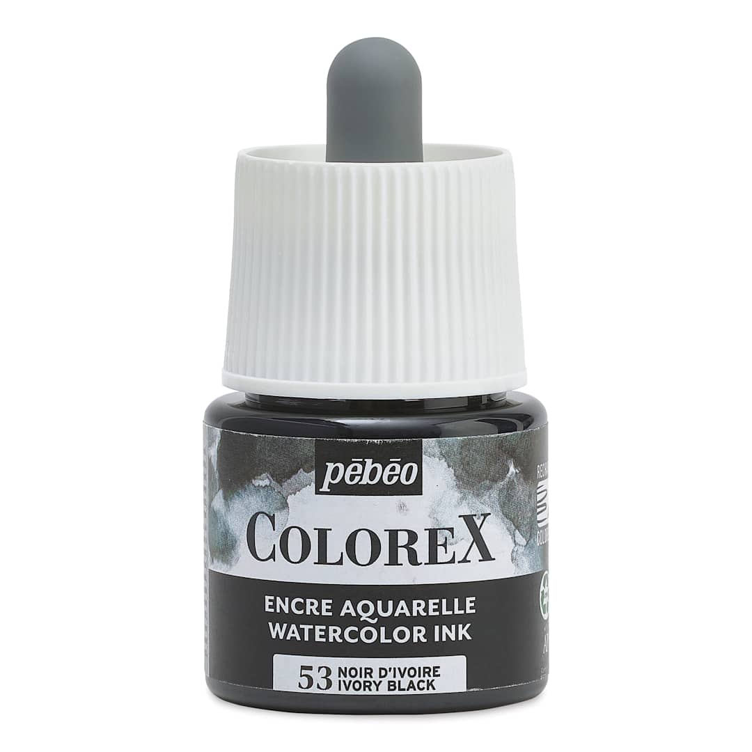 Open in modal - Pebeo Colorex Inks - Ivory Black, 45 ml, front of bottle