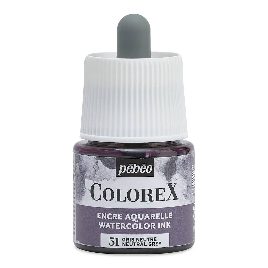Open in modal - Pebeo Colorex Inks - Neutral Gray, 45 ml, front of bottle