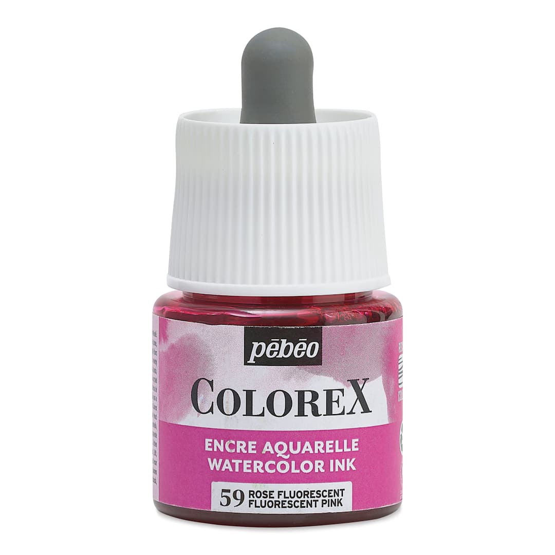 Open in modal - Pebeo Colorex Inks - Fluorescent Pink, 45 ml, front of bottle