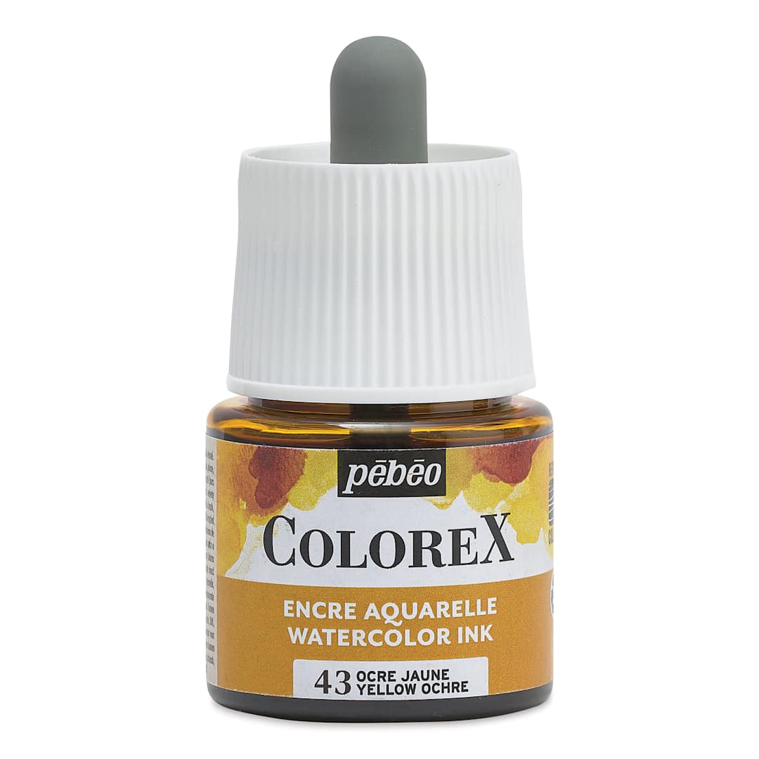 Open in modal - Pebeo Colorex Inks - Yellow Ochre, 45 ml, front of bottle