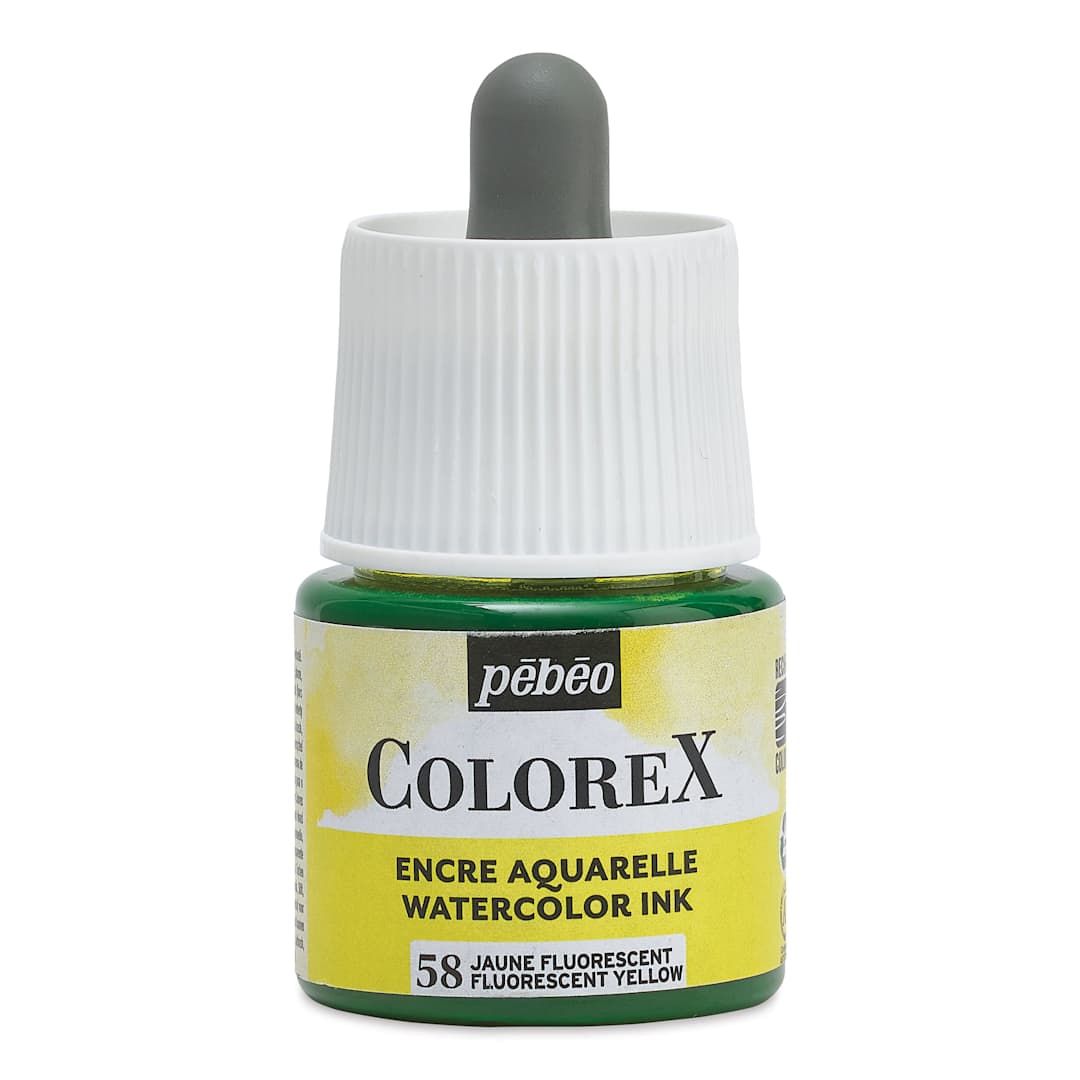 Open in modal - Pebeo Colorex Inks - Fluorescent Yellow, 45 ml, front of bottle