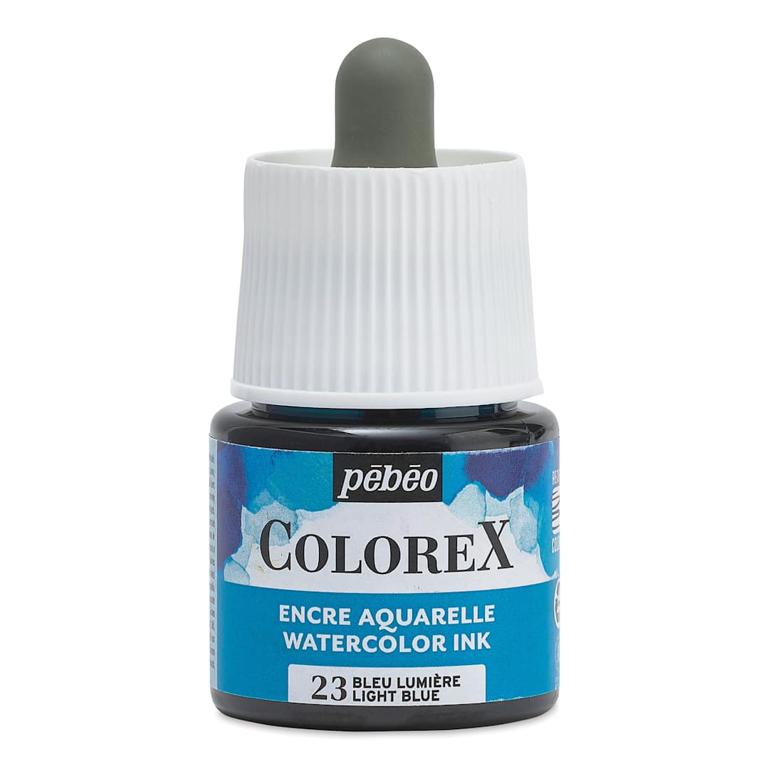 Open in modal - Pebeo Colorex Inks - Light Blue, 45 ml, front of bottle
