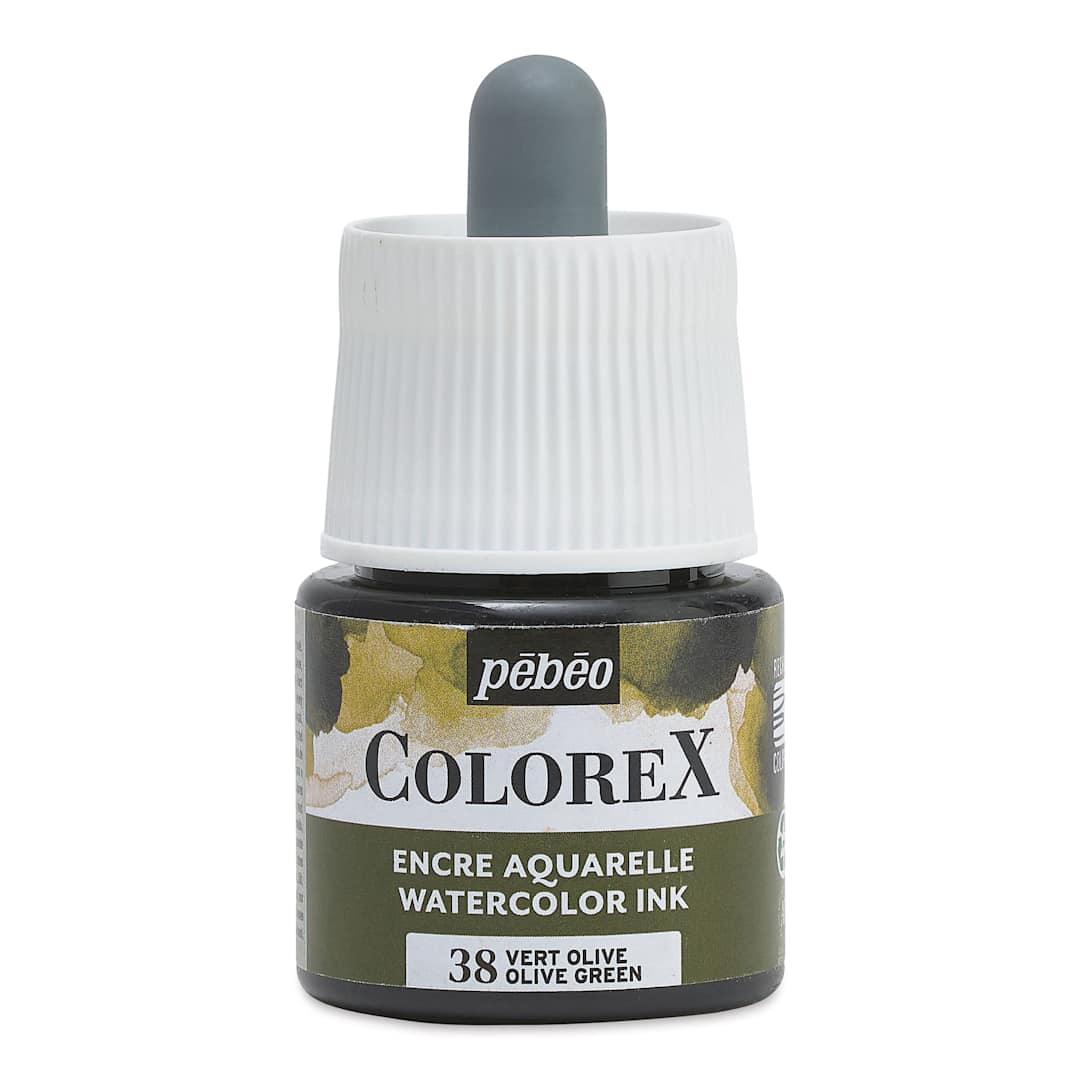 Open in modal - Pebeo Colorex Inks - Olive Green, 45 ml, front of bottle
